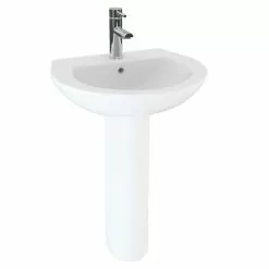 Cove 550mm Basin And Full Pedestal Set - 1 Tap Hole
