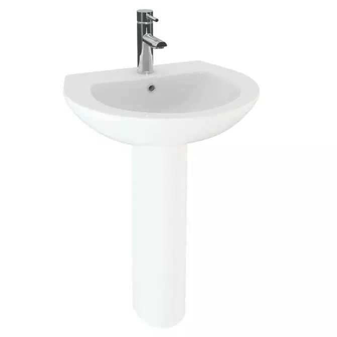 Cove 550mm Basin And Full Pedestal Set - 1 Tap Hole 1 Cove 550mm Basin And Full Pedestal Set - 1 Tap Hole