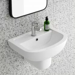 Cruze Basin + Semi Pedestal (550mm Wide - 1 Tap Hole)