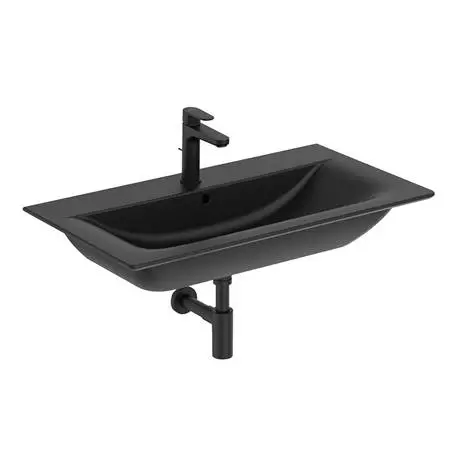 Ideal Standard Connect Air Silk Black 840mm Wall Mounted / Vanity Basin - E0279V3 2 Ideal Standard Connect Air Silk Black 840mm Wall Mounted / Vanity Basin - E0279V3 - Image 2