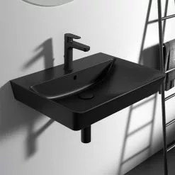 Ideal Standard Connect Air Cube Silk Black 600mm Wall Mounted / Vanity Basin - E0298V3