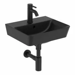 Ideal Standard Connect Air Cube Silk Black 400mm Wall Mounted / Vanity Basin - E0307V3 -Cheap Basins Store E0307V3.ai2 460