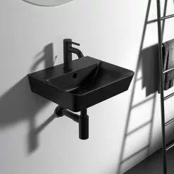 Ideal Standard Connect Air Cube Silk Black 400mm Wall Mounted / Vanity Basin - E0307V3