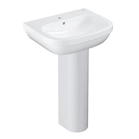 Grohe Euro Ceramic 600mm 1TH Basin + Full Pedestal 1 Grohe Euro Ceramic 600mm 1TH Basin + Full Pedestal