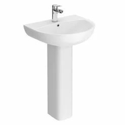 Eclipse Bathroom Basin + Full Pedestal (555mm Wide - 1 Tap Hole)