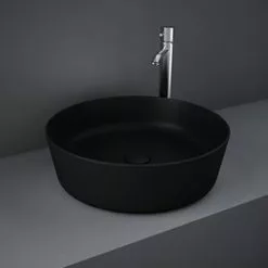 RAK Feeling 420mm 0TH Slim Round Counter Top Wash Basin - Matt Black - FEECT4200504A