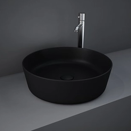 RAK Feeling 420mm 0TH Slim Round Counter Top Wash Basin - Matt Black - FEECT4200504A 1 RAK Feeling 420mm 0TH Slim Round Counter Top Wash Basin - Matt Black - FEECT4200504A