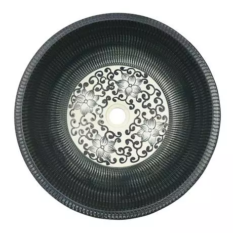 Kasbah Round 400mm Floral Patterned Ceramic Counter Top Basin 2 Kasbah Round 400mm Floral Patterned Ceramic Counter Top Basin - Image 2