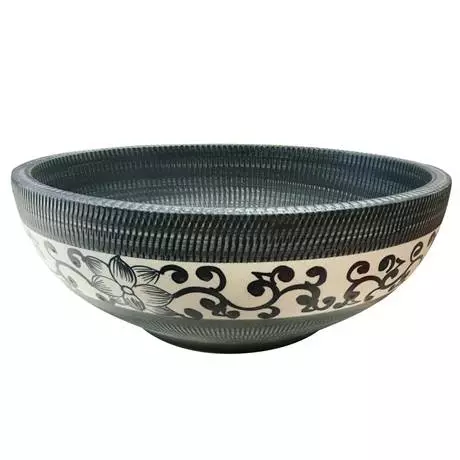 Kasbah Round 400mm Floral Patterned Ceramic Counter Top Basin 3 Kasbah Round 400mm Floral Patterned Ceramic Counter Top Basin - Image 3