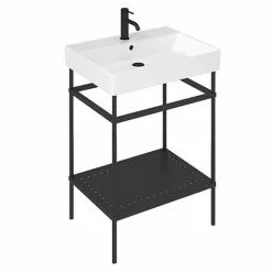 Britton Shoreditch Frame 600mm Basin & Black Wash Stand