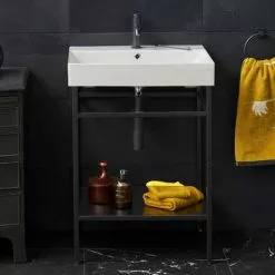 Britton Shoreditch Frame 600mm Basin & Black Wash Stand -Cheap Basins Store FRAME600 d2 460