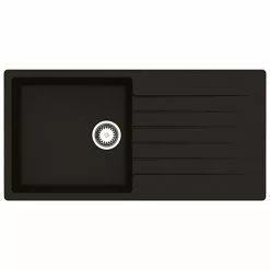 Reginox Harlem 10 1.0 Bowl Granite Kitchen Sink - Black Silvery