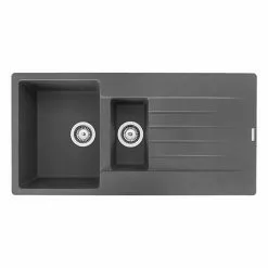 Reginox Harlem 15 1.5 Bowl Granite Kitchen Sink - Grey Silvery