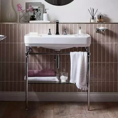 Heritage Abingdon 800mm Large Wynwood Basin & Washstand - Chrome 2 Heritage Abingdon 800mm Large Wynwood Basin & Washstand - Chrome - Image 2