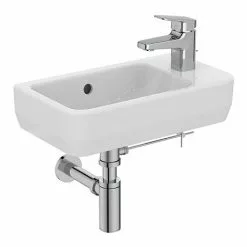 Ideal Standard i.Life S 450mm Wall Hung Right Hand 1TH Washbasin + Chrome Bottle Trap