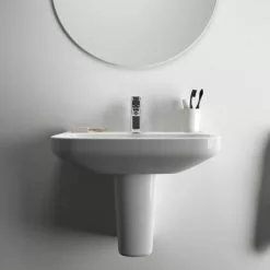 Ideal Standard i.Life A 1TH Washbasin + Semi Pedestal -Cheap Basins Store ISILA55SP D4 460