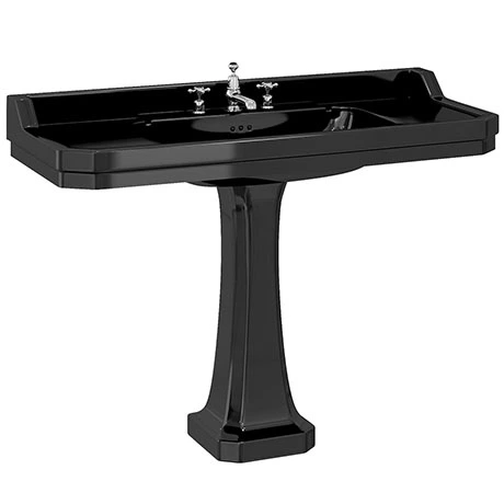 Burlington Jet Black Edwardian 3TH 120cm Basin & Classic Pedestal 1 Burlington Jet Black Edwardian 3TH 120cm Basin & Classic Pedestal