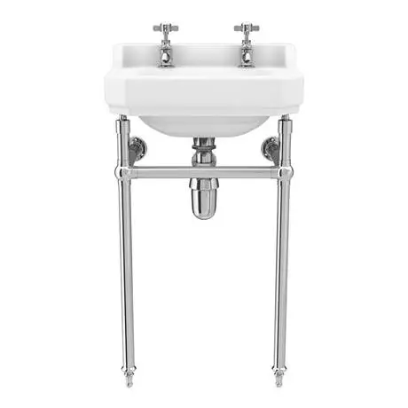 Keswick Traditional 500mm Basin & Chrome Wash Stand 4 Keswick Traditional 500mm Basin & Chrome Wash Stand - Image 4