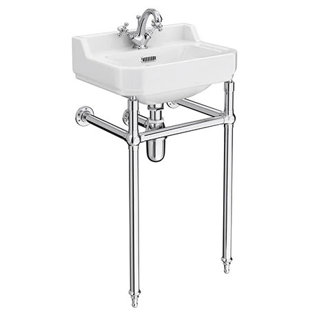Keswick Traditional 500mm Basin & Chrome Wash Stand 1 Keswick Traditional 500mm Basin & Chrome Wash Stand