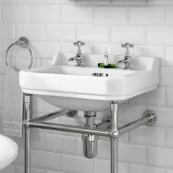 Keswick Traditional 560mm Basin & Chrome Wash Stand -Cheap Basins Store KT56W d2 460