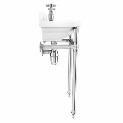 Keswick Traditional 515mm Cloakroom Basin 2TH & Chrome Wash Stand -Cheap Basins Store KTCB2THW D4 460