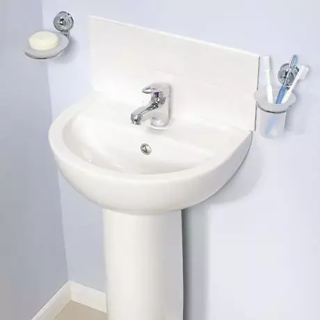 VitrA - Layton Cloakroom Basin and Pedestal - 1 Tap Hole - 2 Size Options 2 VitrA - Layton Cloakroom Basin and Pedestal - 1 Tap Hole - 2 Size Options - Image 2