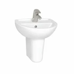 Vitra - Layton Cloakroom Basin and Half Pedestal - 2 Tap Hole - 2 Size Options