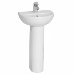 VitrA - Layton Cloakroom Basin and Pedestal - 1 Tap Hole - 2 Size Options