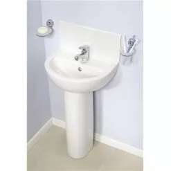 VitrA - Layton Basin and Pedestal - 1 Tap Hole - 3 Size Options -Cheap Basins Store Layton Full Ped D2 375