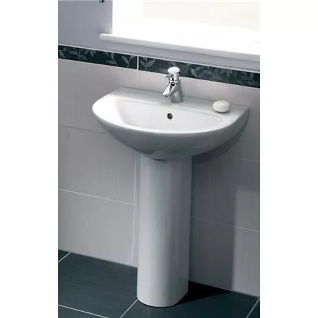 Vitra - Milton Basin and Pedestal - 2 Tap Hole - 2 Size Options 2 Vitra - Milton Basin and Pedestal - 2 Tap Hole - 2 Size Options - Image 2