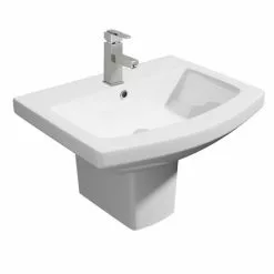 Monza Square Basin + Semi Pedestal (550mm Wide - 1 Tap Hole)