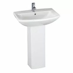 Nuie Asselby 1 Tap Hole Ceramic Basin + Pedestal Set