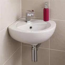 Nuie Corner Wall Hung Basin - 1 Tap Hole - NCU862