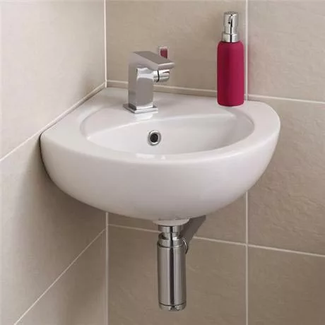 Nuie Corner Wall Hung Basin - 1 Tap Hole - NCU862 1 Nuie Corner Wall Hung Basin - 1 Tap Hole - NCU862