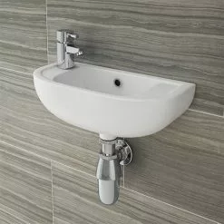 Nile Compact 455 x 205mmm Wall Hung Cloakroom Basin