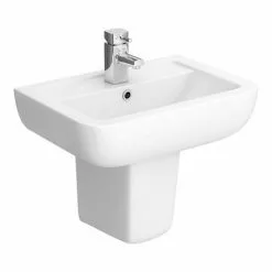 Pro 600 Basin + Semi Pedestal (560mm Wide - 1 Tap Hole) -Cheap Basins Store P600BSP D2 460