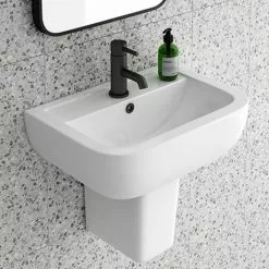 Pro 600 Basin + Semi Pedestal (560mm Wide - 1 Tap Hole)