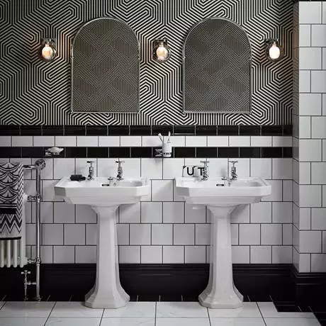 Heritage - Granley Deco 2TH Basin & Pedestal 2 Heritage - Granley Deco 2TH Basin & Pedestal - Image 2