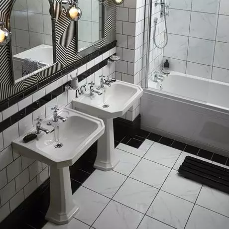 Heritage - Granley Deco 2TH Basin & Pedestal 3 Heritage - Granley Deco 2TH Basin & Pedestal - Image 3