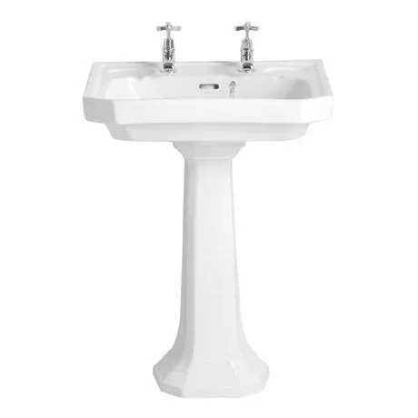 Heritage - Granley Deco 2TH Basin & Pedestal 1 Heritage - Granley Deco 2TH Basin & Pedestal