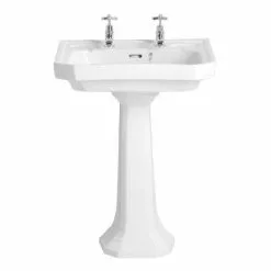 Heritage - Granley Deco 2TH Basin & Tall Pedestal