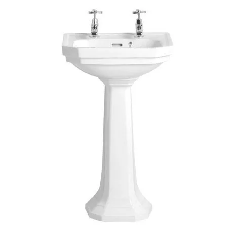 Heritage - Granley Deco 2TH Cloakroom Basin & Pedestal 1 Heritage - Granley Deco 2TH Cloakroom Basin & Pedestal