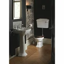 Heritage - Granley Cloakroom Basin & Pedestal - 1 or 2 Tap Hole Options -Cheap Basins Store PGRW07 PGRW09 D2 460