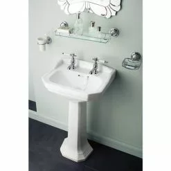 Heritage - Granley Cloakroom Basin & Pedestal - 1 or 2 Tap Hole Options -Cheap Basins Store PGRW07 PGRW09 D4 460