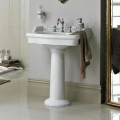 Heritage - New Victoria 3TH Standard Basin & Pedestal -Cheap Basins Store PVEW063 PVEW10 D3 460