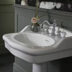 Heritage - New Victoria 3TH Standard Basin & Pedestal -Cheap Basins Store PVEW063 PVEW10 D4 460