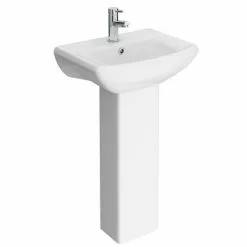 Nuie Asselby Cloakroom Basin 1TH with Pedestal (500 x 375mm)