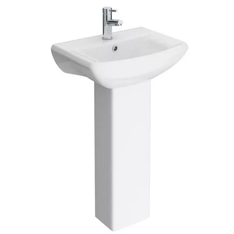 Nuie Asselby Cloakroom Basin 1TH with Pedestal (500 x 375mm) 1 Nuie Asselby Cloakroom Basin 1TH with Pedestal (500 x 375mm)