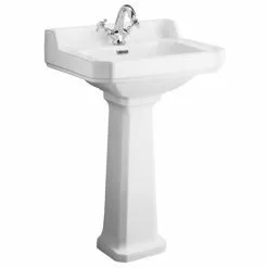 Nuie Carlton 1 Tap Hole Traditional Basin + Pedestal (Various Size Options)