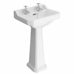 Nuie Carlton Traditional Basin + Pedestal (2 Tap Hole - Various Sizes)